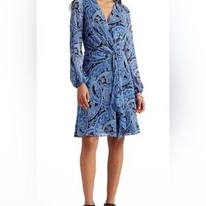 Ralph Lauren Long Sleeve Dress in Blue Paisley